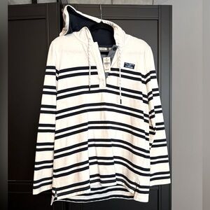 NWT L.L. Bean Navy and White Striped Pullover